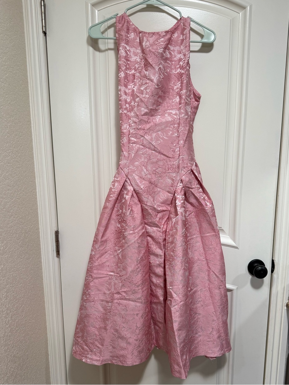 SHEIN Blush Pink Backless Jacquard Midi Dress NWOT
